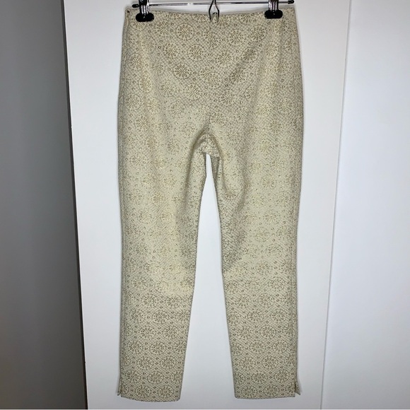 Celine Pants Gold Metallic Embossed High Rise Waist Straight Leg Trouser Size 6 - Picture 14 of 16